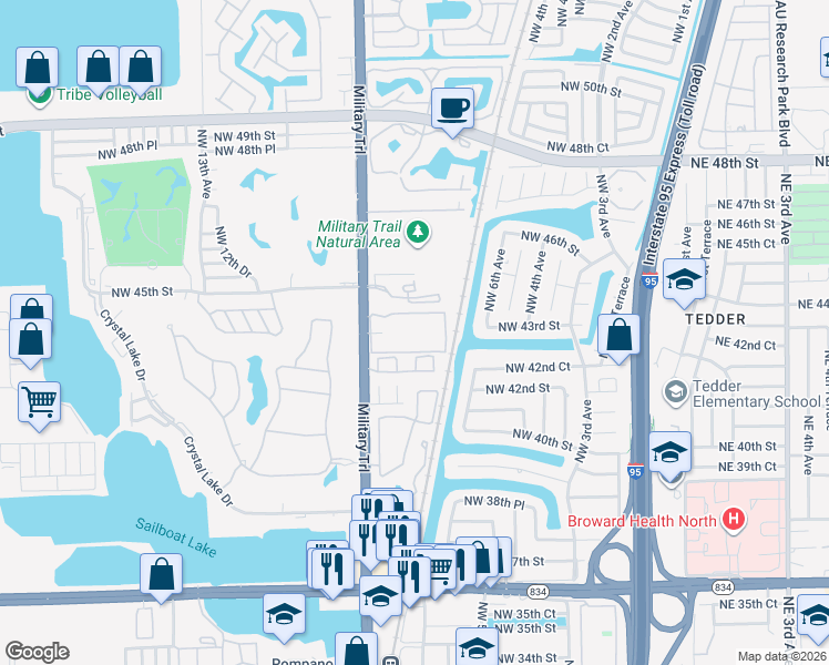 map of restaurants, bars, coffee shops, grocery stores, and more near 786 Northwest 45th Street in Pompano Beach