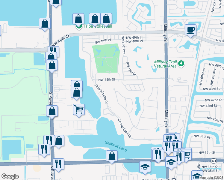 map of restaurants, bars, coffee shops, grocery stores, and more near 4321 Marina Way in Lighthouse Point