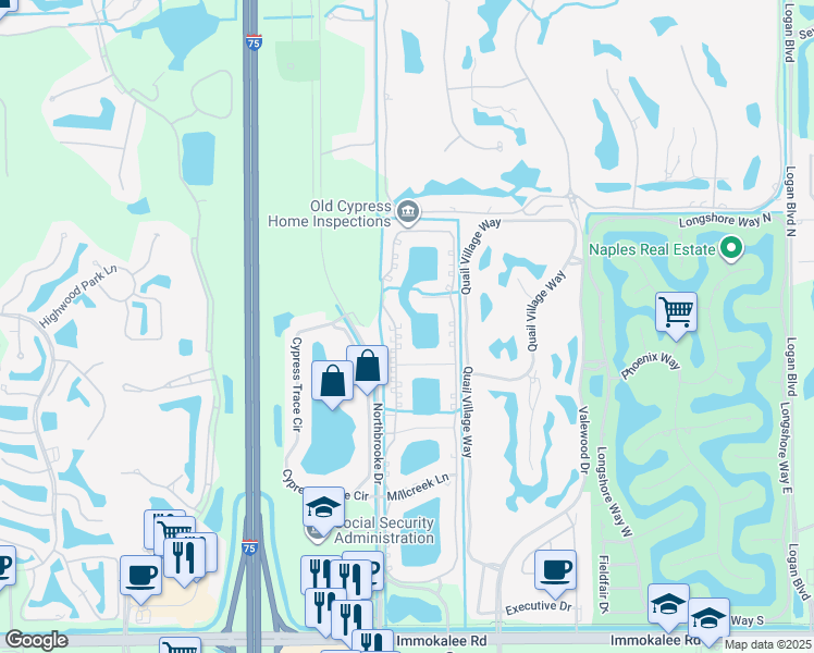 map of restaurants, bars, coffee shops, grocery stores, and more near 2650 Creek Lane in Naples