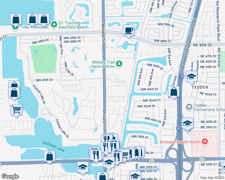 map of restaurants, bars, coffee shops, grocery stores, and more near 786 Northwest 45th Street in Pompano Beach