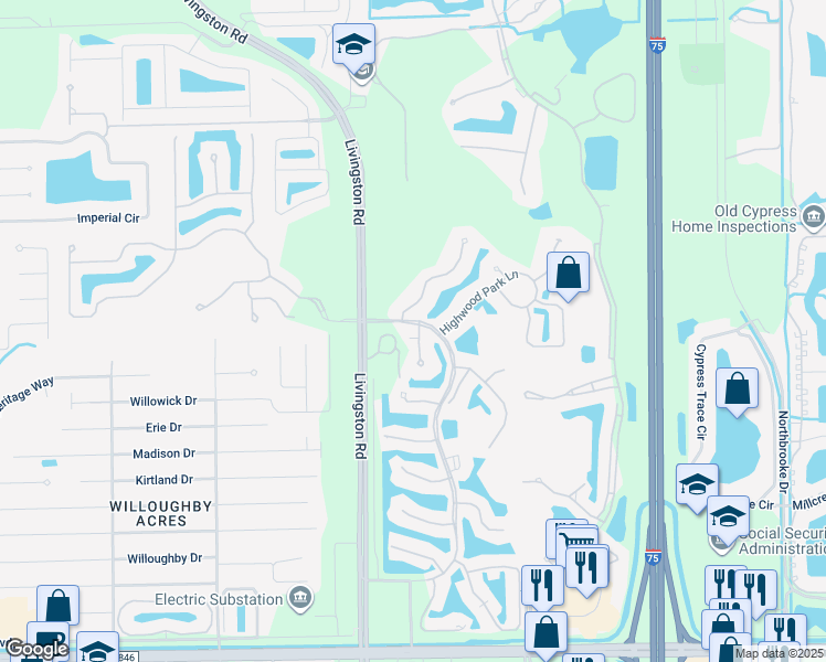 map of restaurants, bars, coffee shops, grocery stores, and more near 6345 Lexington Court in Naples
