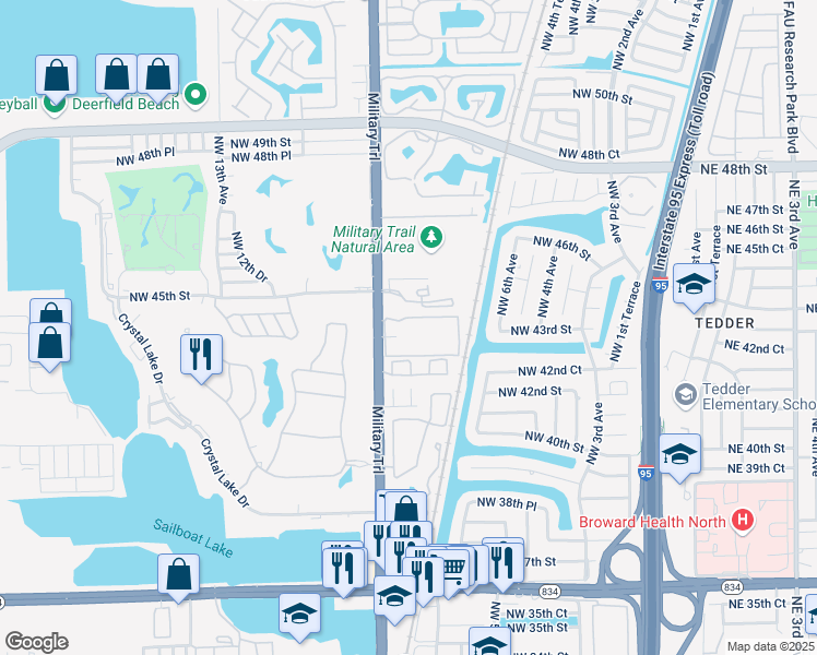 map of restaurants, bars, coffee shops, grocery stores, and more near 786 Northwest 45th Street in Pompano Beach