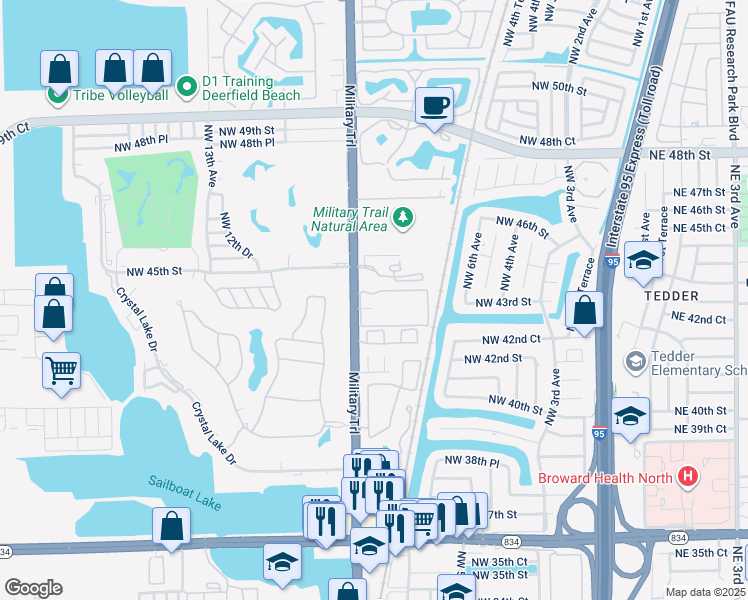 map of restaurants, bars, coffee shops, grocery stores, and more near 786 Northwest 45th Street in Pompano Beach