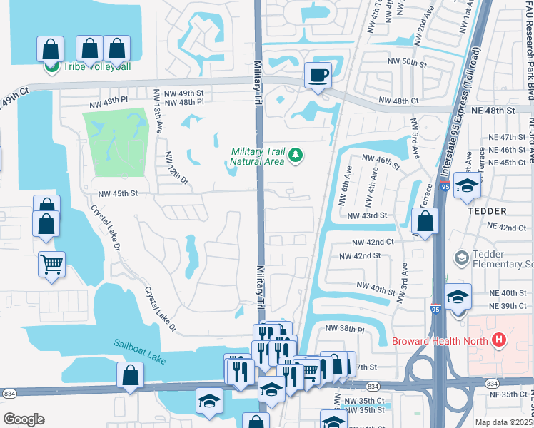 map of restaurants, bars, coffee shops, grocery stores, and more near 4401 Northwest 9th Avenue in Pompano Beach