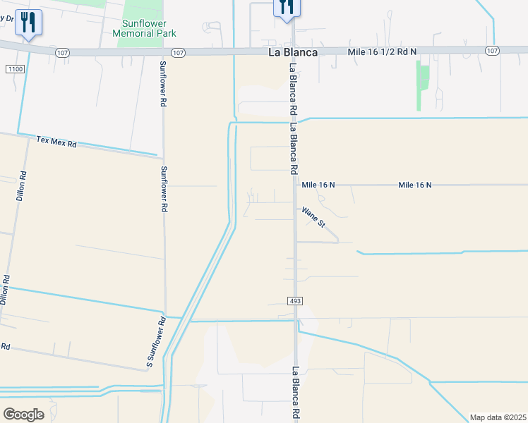 map of restaurants, bars, coffee shops, grocery stores, and more near 17865 Farm to Market Road 493 in Donna