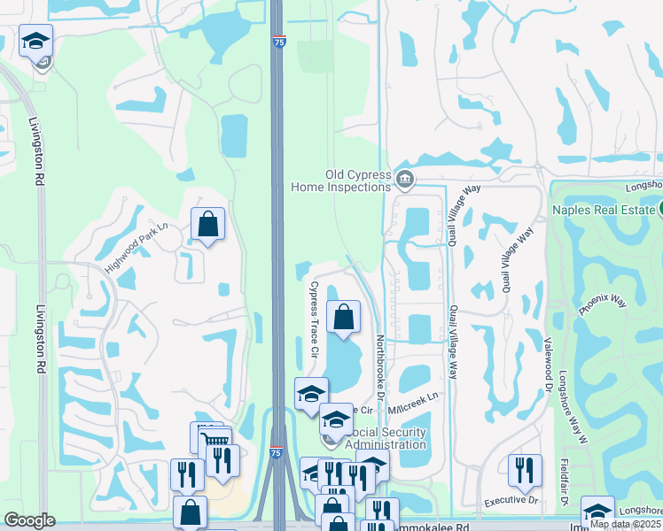 map of restaurants, bars, coffee shops, grocery stores, and more near 2745 Cypress Trace Circle in Naples