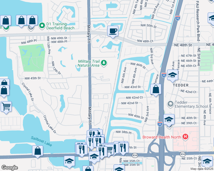 map of restaurants, bars, coffee shops, grocery stores, and more near 4450 Northwest 9th Avenue in Pompano Beach