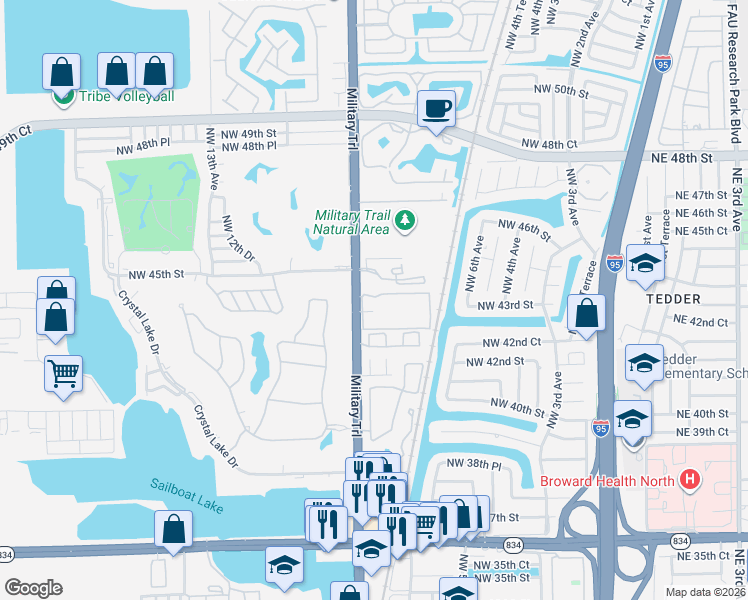 map of restaurants, bars, coffee shops, grocery stores, and more near 786 Northwest 45th Street in Pompano Beach