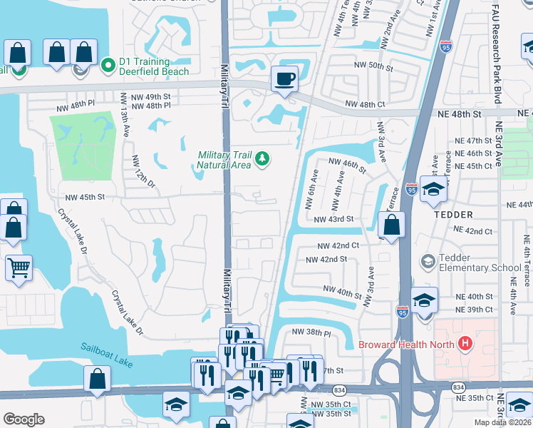 map of restaurants, bars, coffee shops, grocery stores, and more near 4450 Northwest 9th Avenue in Pompano Beach