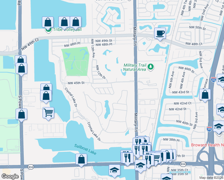 map of restaurants, bars, coffee shops, grocery stores, and more near 4360 Northwest 12th Drive in Pompano Beach