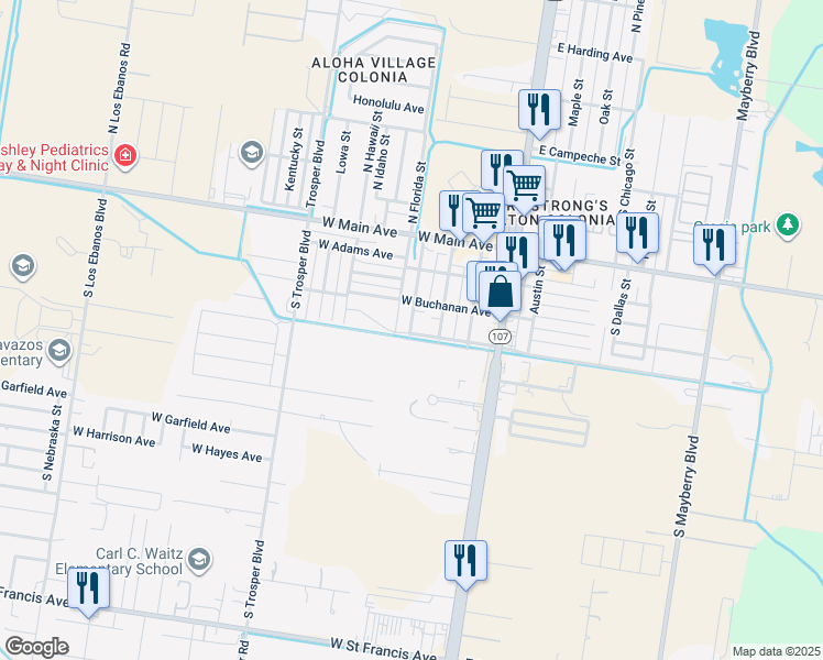 map of restaurants, bars, coffee shops, grocery stores, and more near 316 Delaware Street in Alton