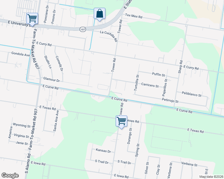map of restaurants, bars, coffee shops, grocery stores, and more near 911 Carpintero Street in Edinburg