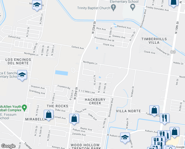 map of restaurants, bars, coffee shops, grocery stores, and more near 2104 Kilgore Avenue in McAllen