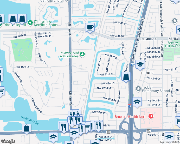 map of restaurants, bars, coffee shops, grocery stores, and more near 4450 Northwest 9th Avenue in Pompano Beach