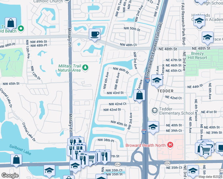 map of restaurants, bars, coffee shops, grocery stores, and more near 4318 Northwest 5th Avenue in Pompano Beach