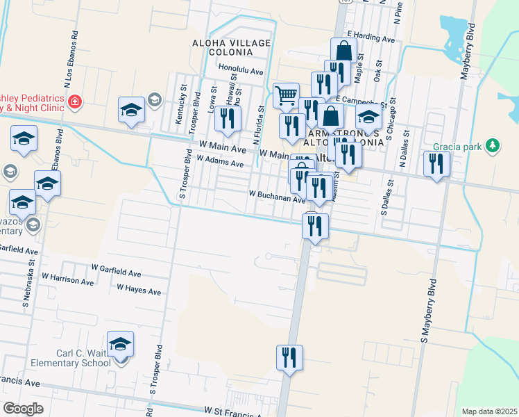 map of restaurants, bars, coffee shops, grocery stores, and more near 316 Delaware Street in Alton