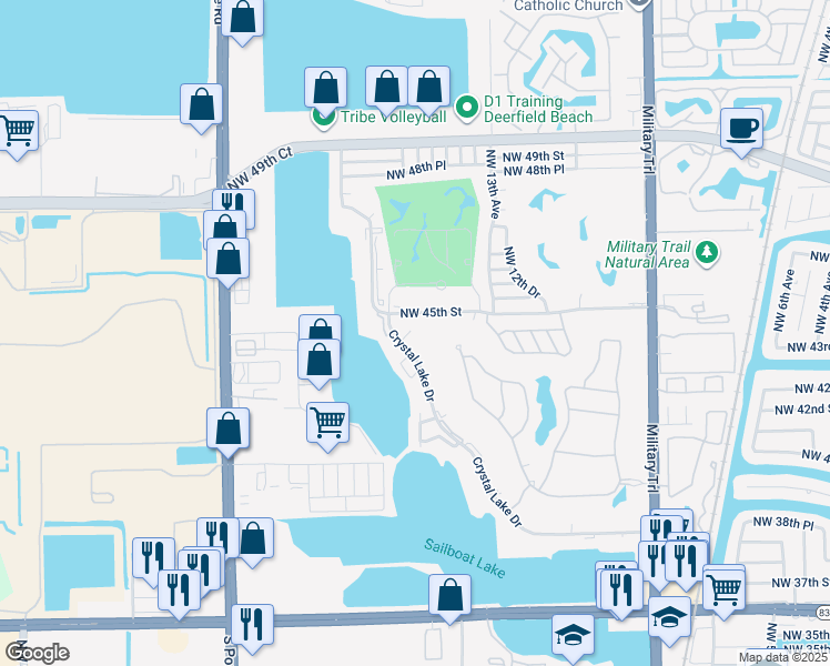map of restaurants, bars, coffee shops, grocery stores, and more near 4400 Crystal Lake Drive in Pompano Beach