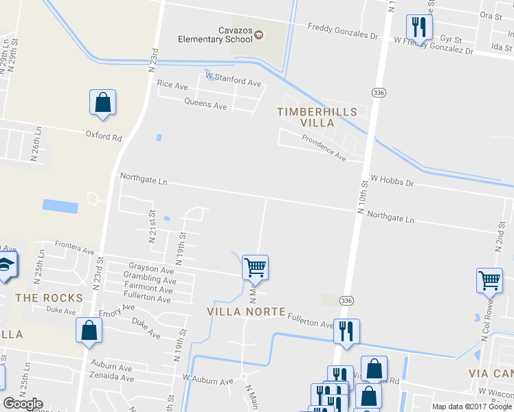 map of restaurants, bars, coffee shops, grocery stores, and more near 1609 Northgate Lane in McAllen
