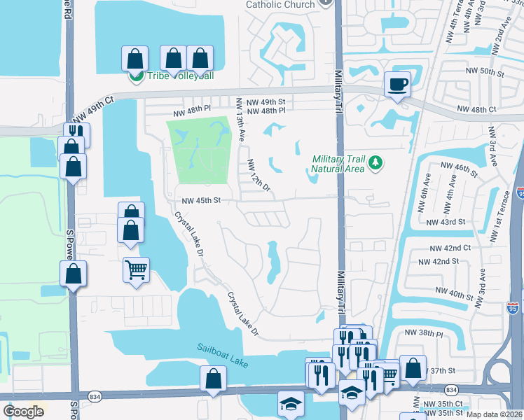 map of restaurants, bars, coffee shops, grocery stores, and more near 1251 Southwest 44th Terrace in Deerfield Beach