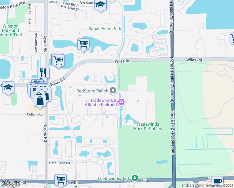 map of restaurants, bars, coffee shops, grocery stores, and more near 4322-4370 NW 39th Ave in Coconut Creek