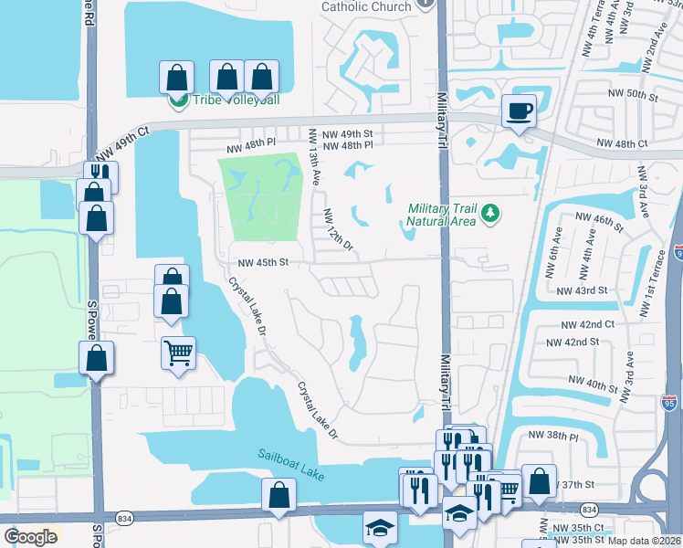 map of restaurants, bars, coffee shops, grocery stores, and more near 1251 Southwest 44th Terrace in Deerfield Beach