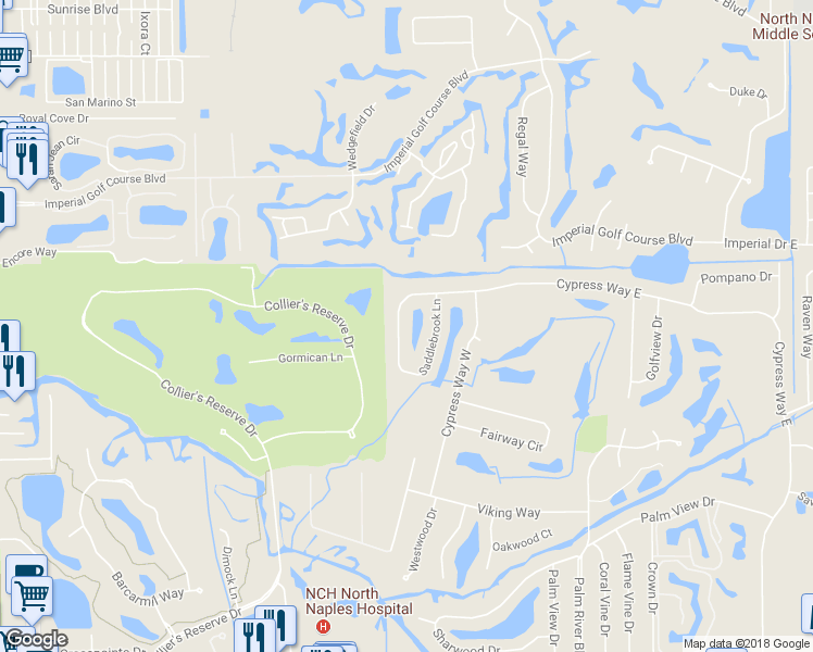 map of restaurants, bars, coffee shops, grocery stores, and more near 382 Saddlebrook Lane in Naples