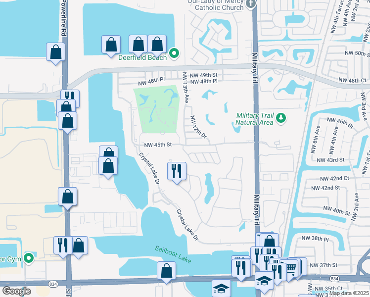 map of restaurants, bars, coffee shops, grocery stores, and more near 4401 Northwest 13th Avenue in Pompano Beach