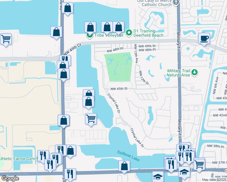 map of restaurants, bars, coffee shops, grocery stores, and more near 4400 Crystal Lake Drive in Pompano Beach