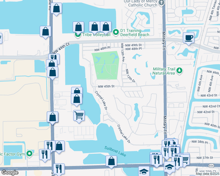 map of restaurants, bars, coffee shops, grocery stores, and more near 1440 Northwest 45th Street in Pompano Beach
