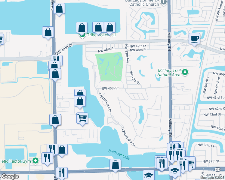map of restaurants, bars, coffee shops, grocery stores, and more near 1440 Northwest 45th Street in Pompano Beach