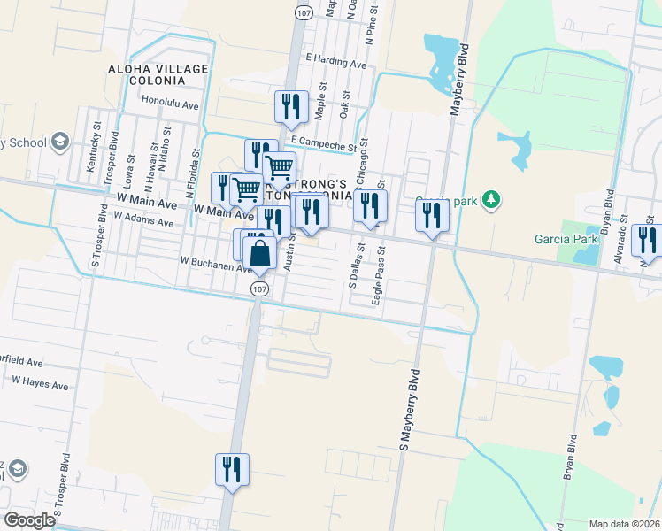 map of restaurants, bars, coffee shops, grocery stores, and more near 100 East Buchanan Avenue in Alton