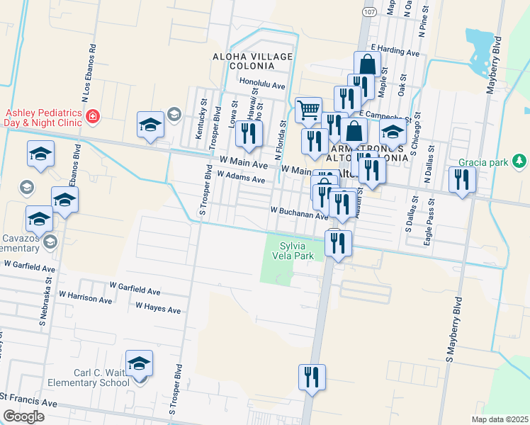 map of restaurants, bars, coffee shops, grocery stores, and more near 412 East Buchanan Avenue in Alton