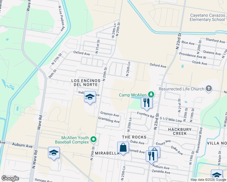 map of restaurants, bars, coffee shops, grocery stores, and more near 8900 North 29th Street in McAllen