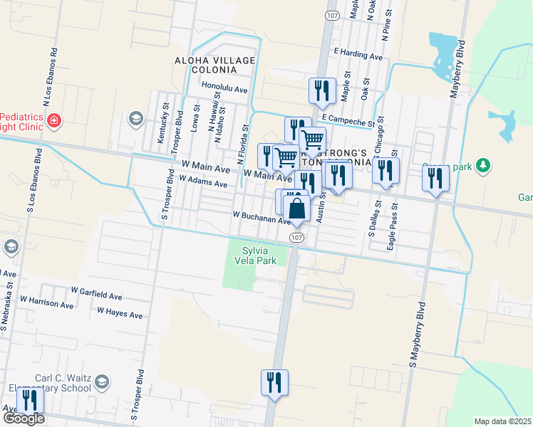 map of restaurants, bars, coffee shops, grocery stores, and more near 204 Colorado Street in Alton