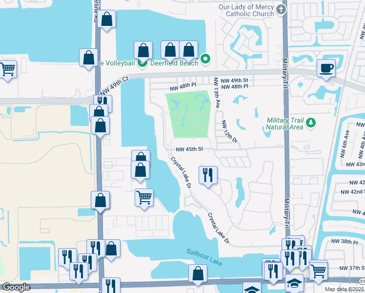 map of restaurants, bars, coffee shops, grocery stores, and more near 1391 Northwest 45th Street in Pompano Beach