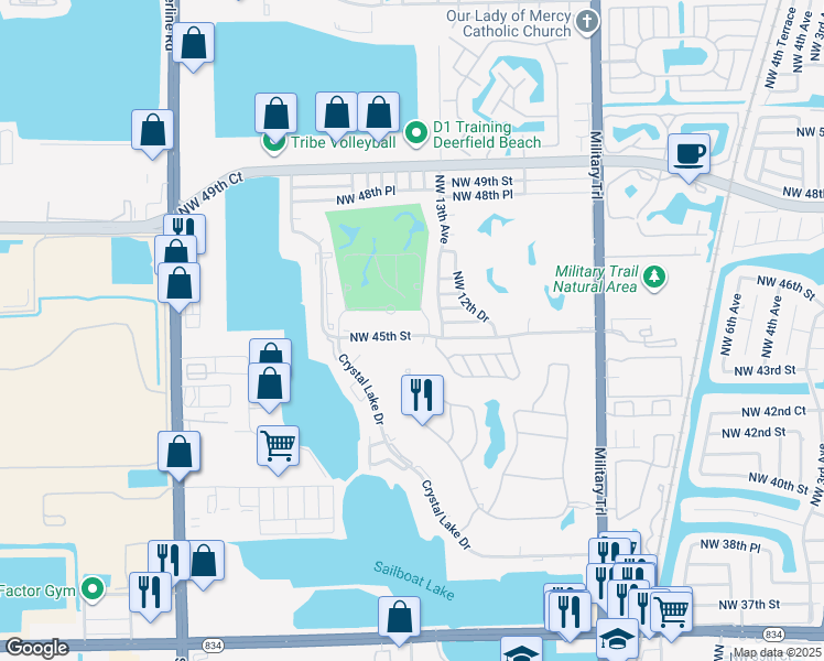 map of restaurants, bars, coffee shops, grocery stores, and more near 1441 Northwest 45th Street in Pompano Beach