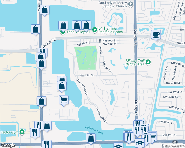map of restaurants, bars, coffee shops, grocery stores, and more near 1441 Northwest 45th Street in Pompano Beach