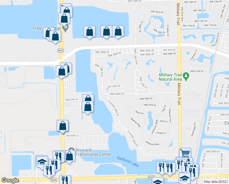 map of restaurants, bars, coffee shops, grocery stores, and more near 1391 Northwest 45th Street in Pompano Beach