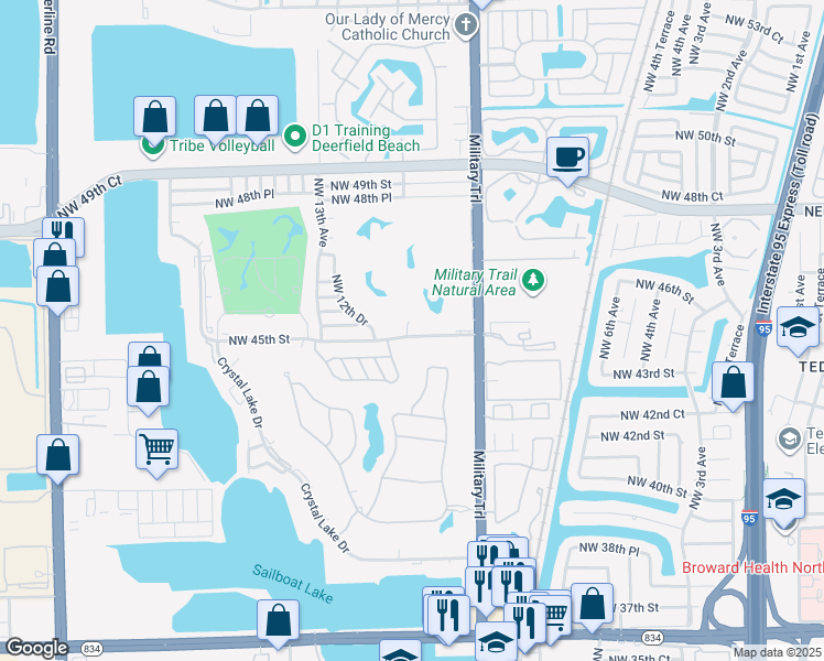 map of restaurants, bars, coffee shops, grocery stores, and more near 1061 Northwest 45th Street in Pompano Beach