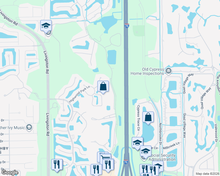 map of restaurants, bars, coffee shops, grocery stores, and more near 5823 Persimmon Way in Naples