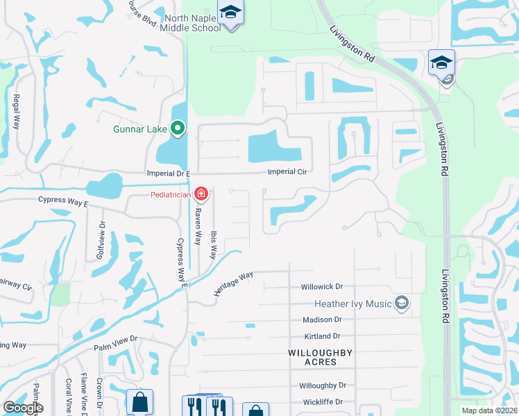 map of restaurants, bars, coffee shops, grocery stores, and more near 527 Carpenter Court in Naples