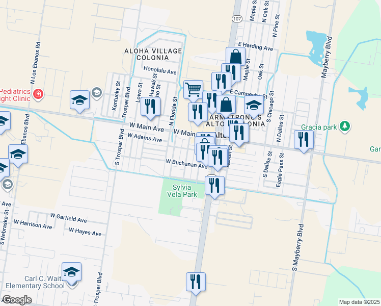 map of restaurants, bars, coffee shops, grocery stores, and more near 204 Colorado Street in Alton