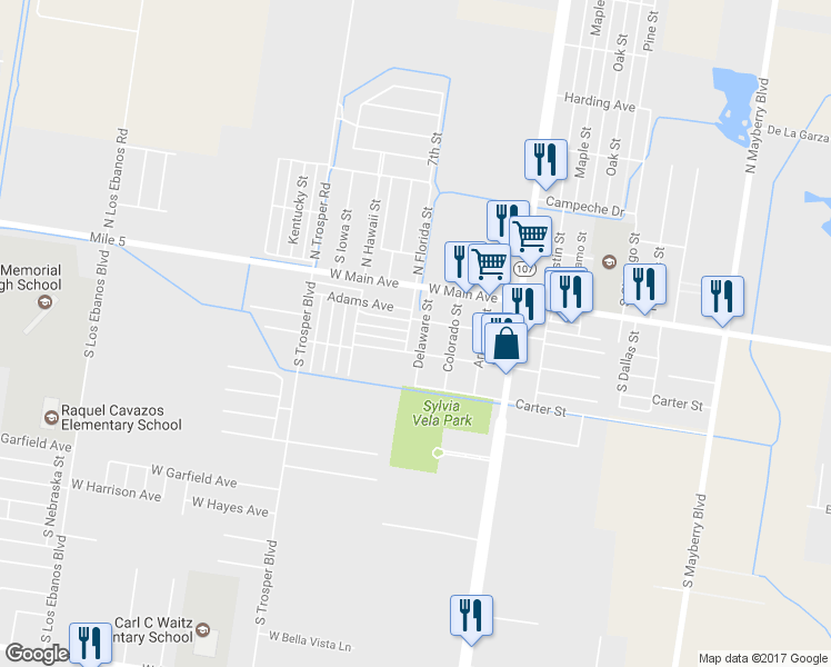 map of restaurants, bars, coffee shops, grocery stores, and more near 211 Delaware Street in Alton