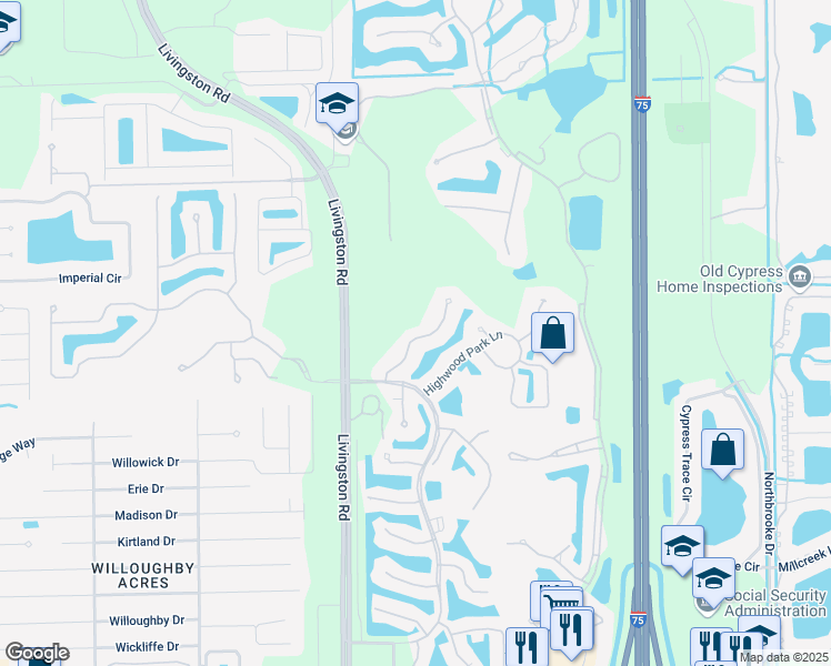 map of restaurants, bars, coffee shops, grocery stores, and more near 6459 Waverly Green Way in Naples