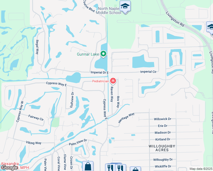 map of restaurants, bars, coffee shops, grocery stores, and more near 538 Eastwood Drive in Naples