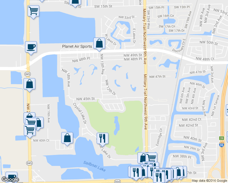 map of restaurants, bars, coffee shops, grocery stores, and more near 4540 Northwest 12th Drive in Pompano Beach