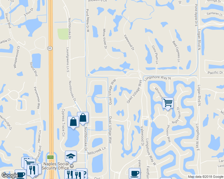 map of restaurants, bars, coffee shops, grocery stores, and more near 11634 Quail Village Way in Naples