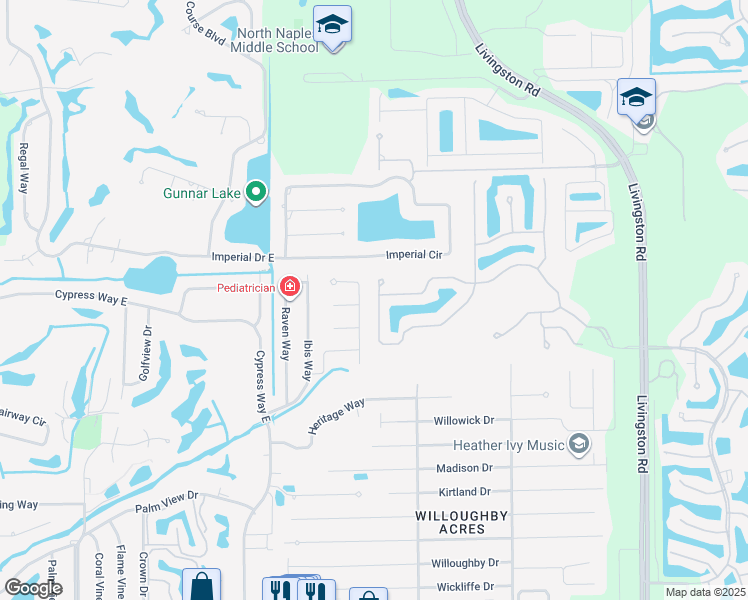 map of restaurants, bars, coffee shops, grocery stores, and more near 16200 Parque Lane in Naples