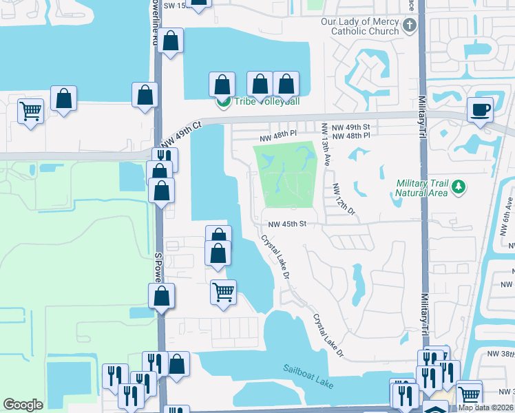 map of restaurants, bars, coffee shops, grocery stores, and more near 4550 Northwest 18th Avenue in Pompano Beach
