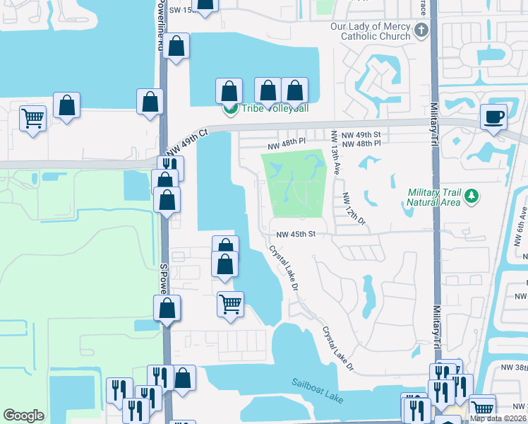 map of restaurants, bars, coffee shops, grocery stores, and more near 4550 Northwest 18th Avenue in Pompano Beach